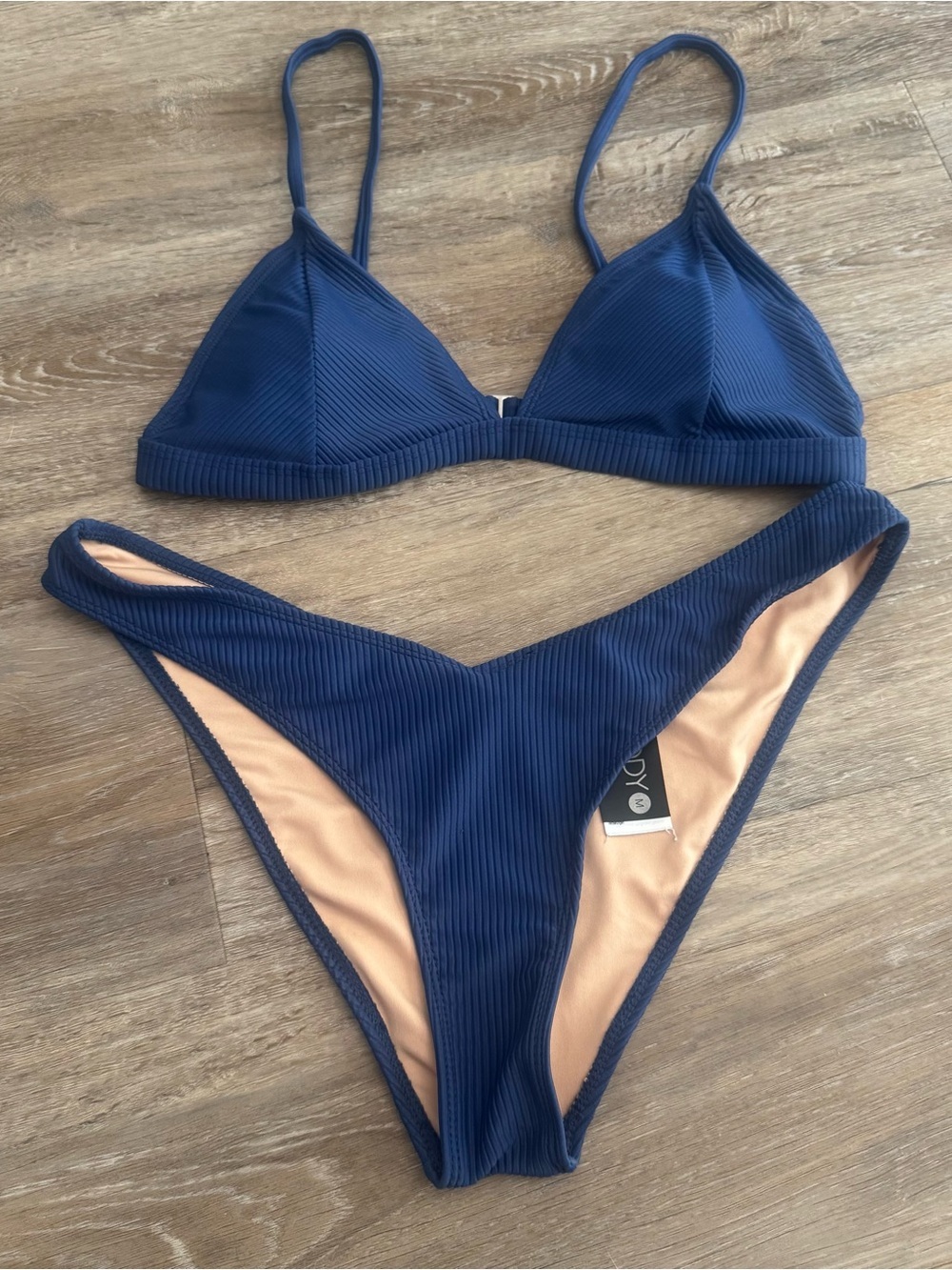 Cotton On Body Women's Medium Blue Bikini Ribbed Vacation Beach M 2 Piece M